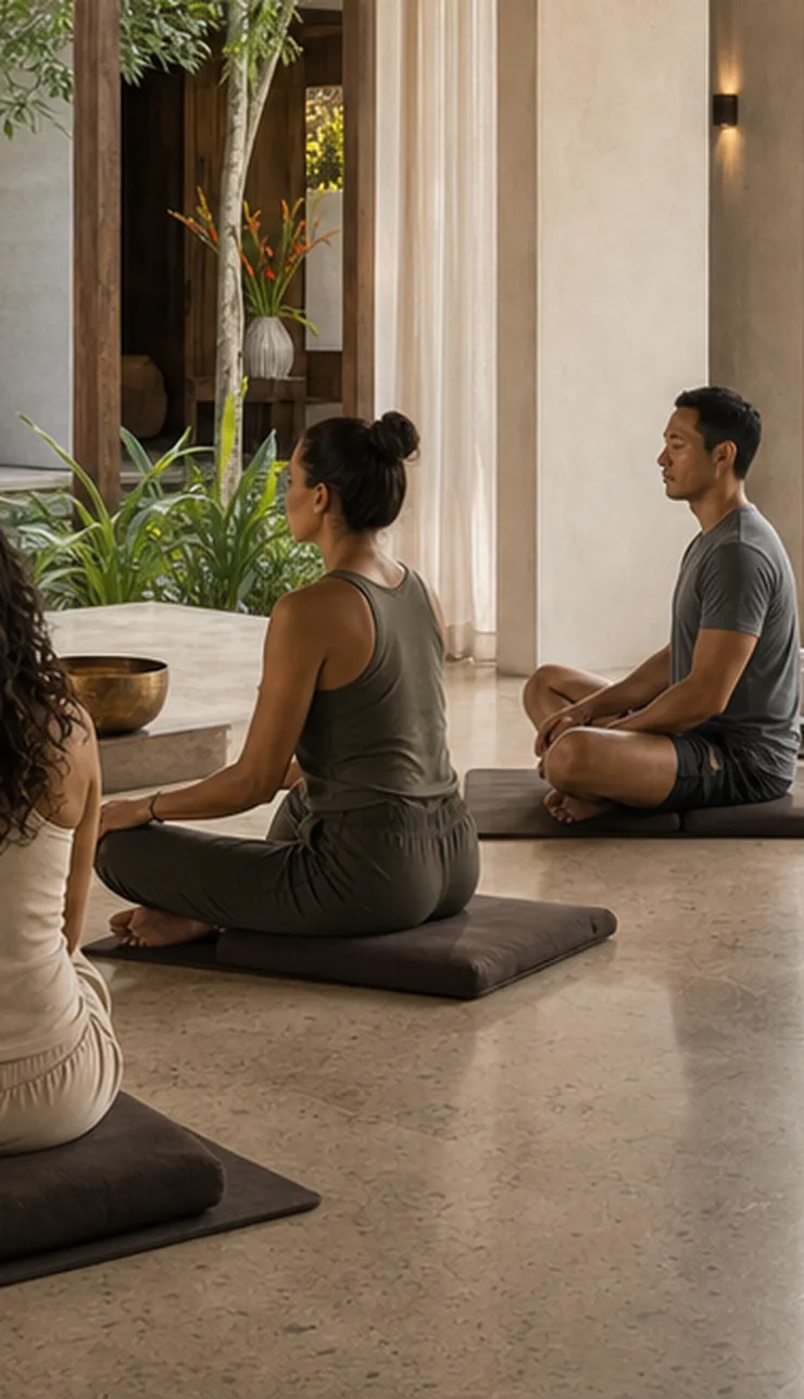 A meditation session in a calm studio